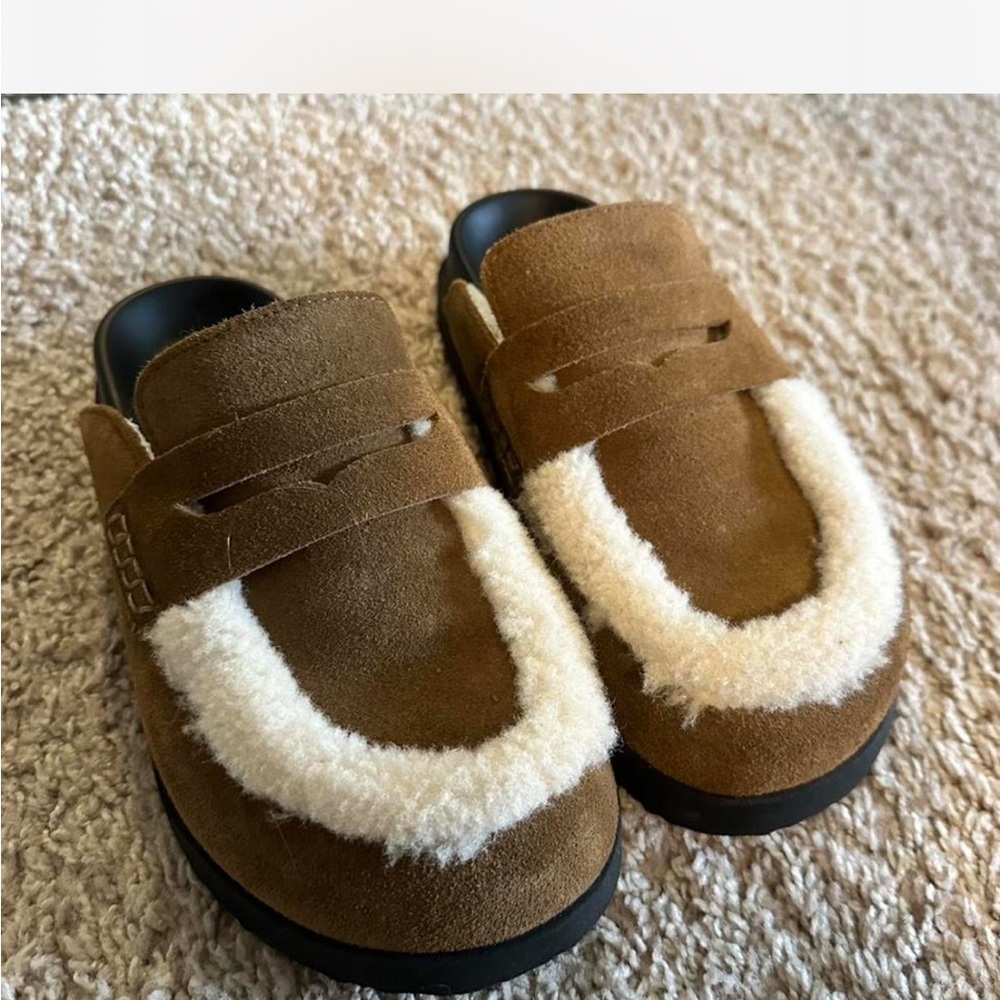 Steve Madden Tomlin Clog brown suede with sherling